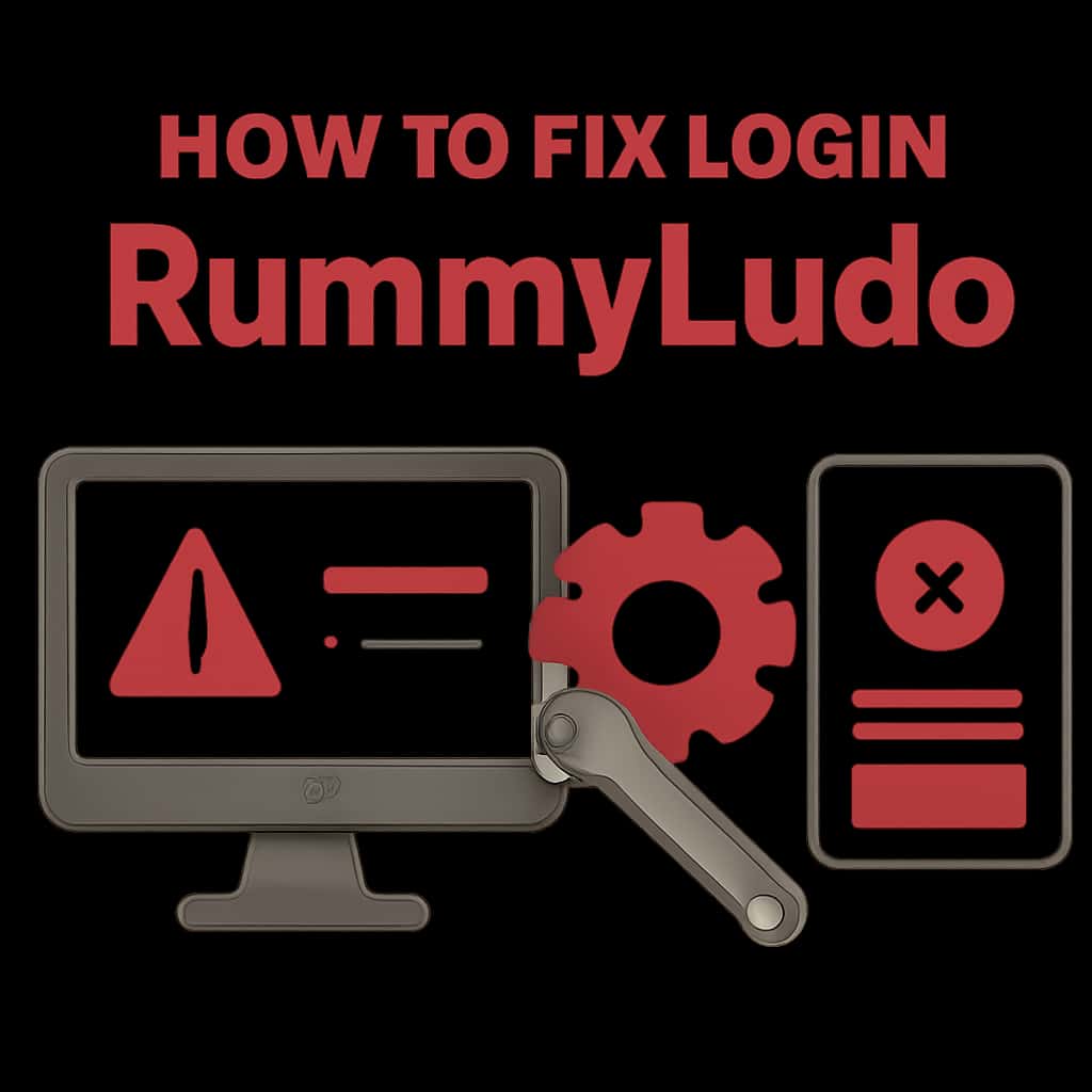 Illustration showing steps to fix login issues in RummyLudo.