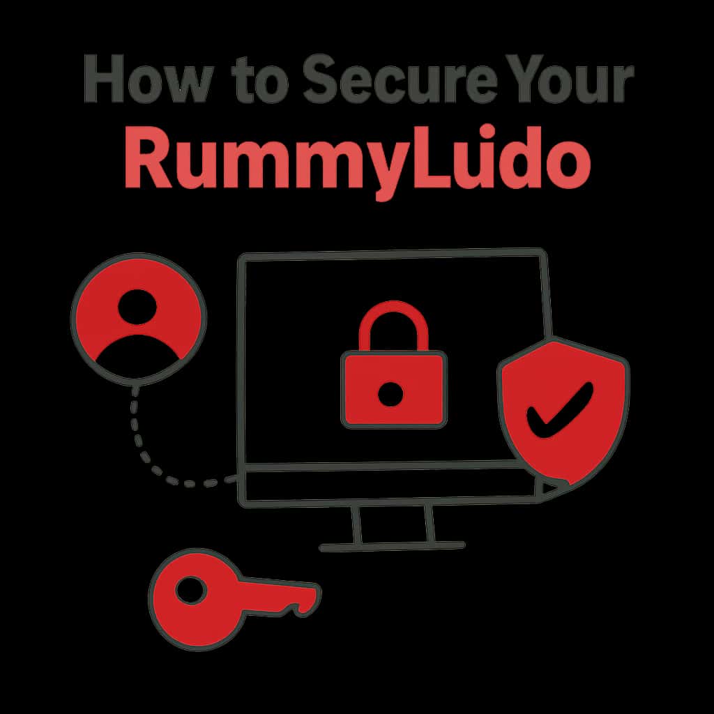 An instructional graphic detailing methods to secure a RummyLudo account.