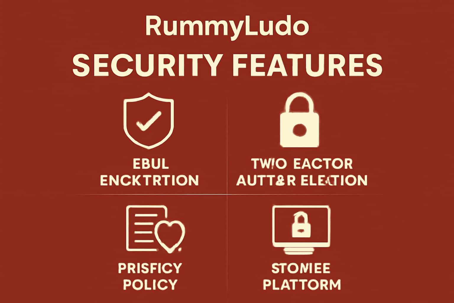 An informative visual depicting RummyLudo Security Features with a high-tech aesthetic.