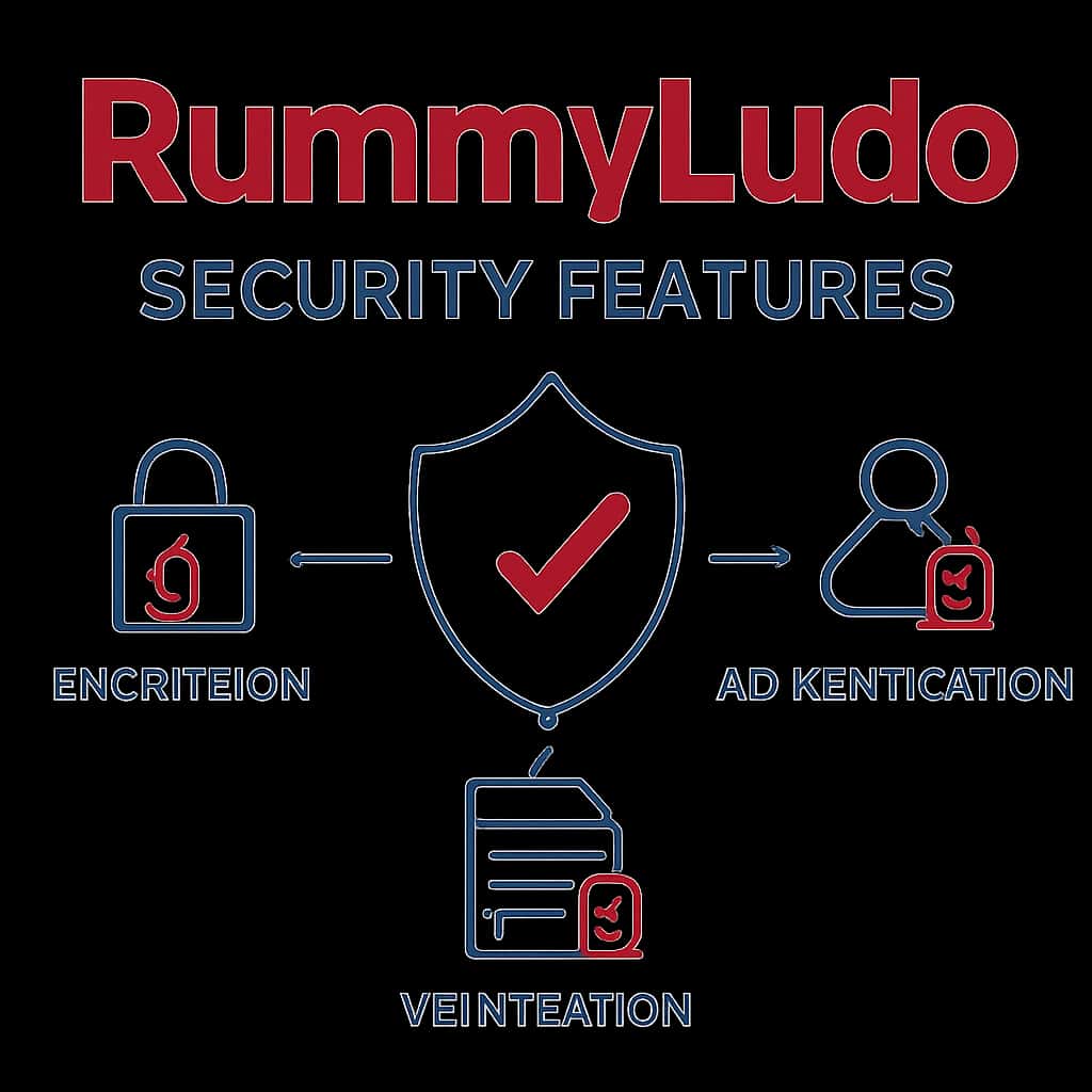 An educational diagram detailing RummyLudo Security Features.