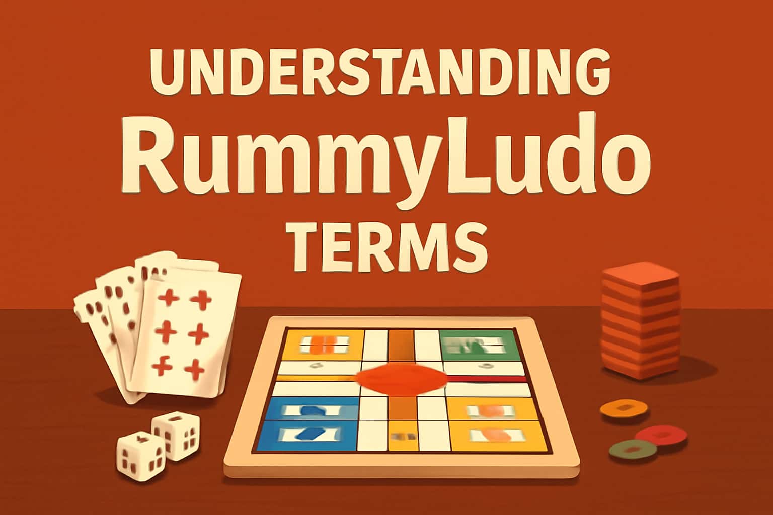An informative landscape image focused on RummyLudo terms, featuring the text 'Understanding Terms' in a professional design.